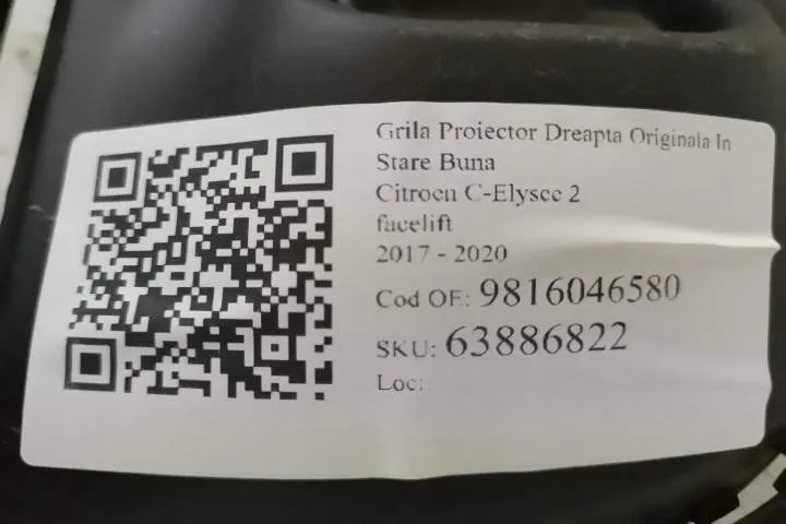 Grila Proiector Dreapta Originala In Stare Buna Citroen  C-Elysee  2 [ - Foto 7
