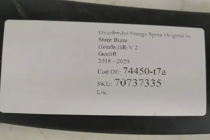 Overfender Stanga Spate Original In Stare Buna Honda  HR-V  2 [facelif - Foto 7