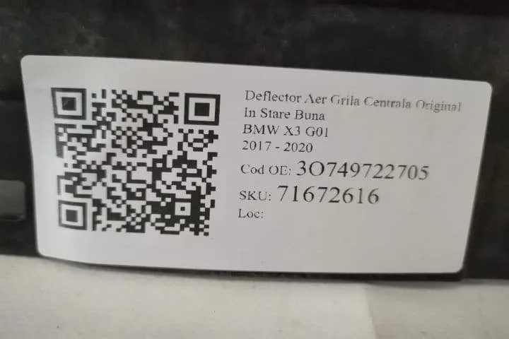 Deflector Aer Grila Centrala Original In Stare Buna BMW  X3  G01 [2017 - Foto 7