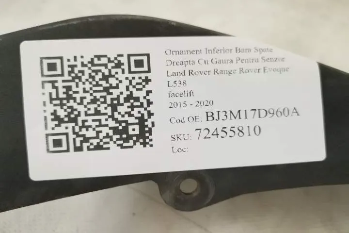 Ornament Inferior Bara Spate Dreapta Cu Gaura Pentru Senzor  Land Rove - Foto 7