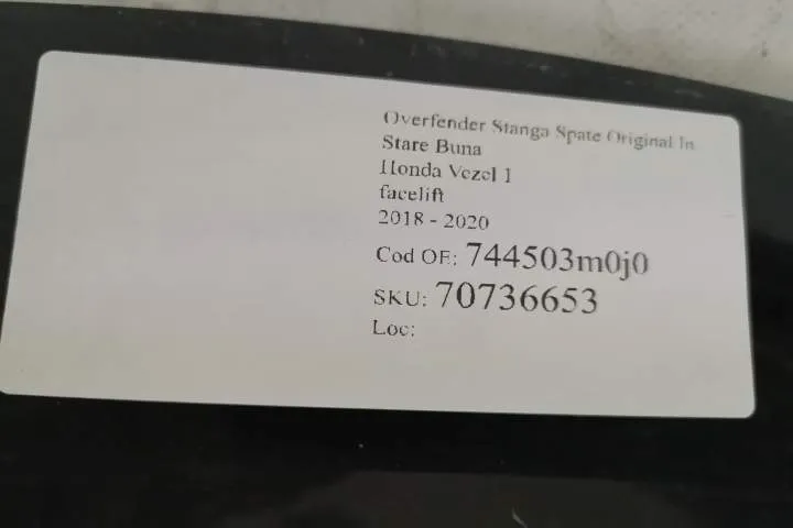 Overfender Stanga Spate Original In Stare Buna Honda  Vezel  1 [faceli - Foto 7